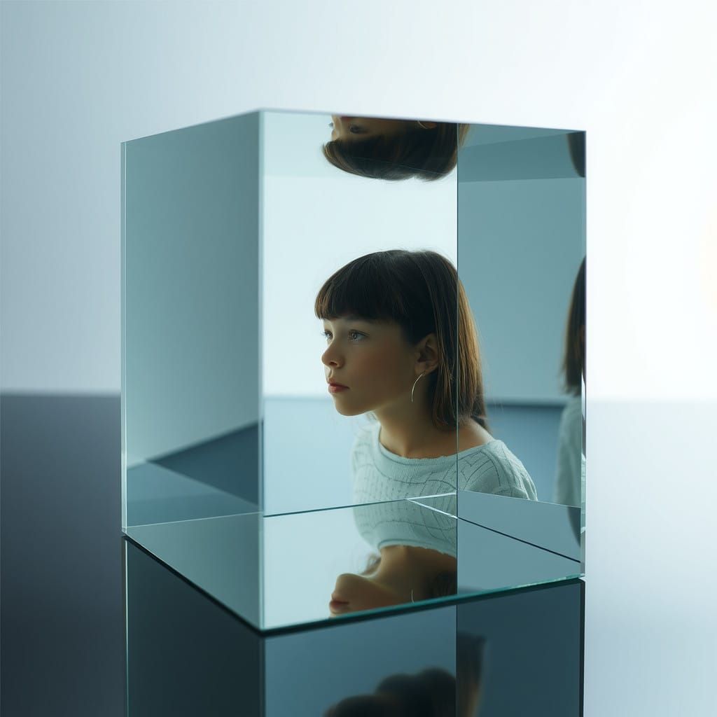 Girl in Infinite Glass Prism