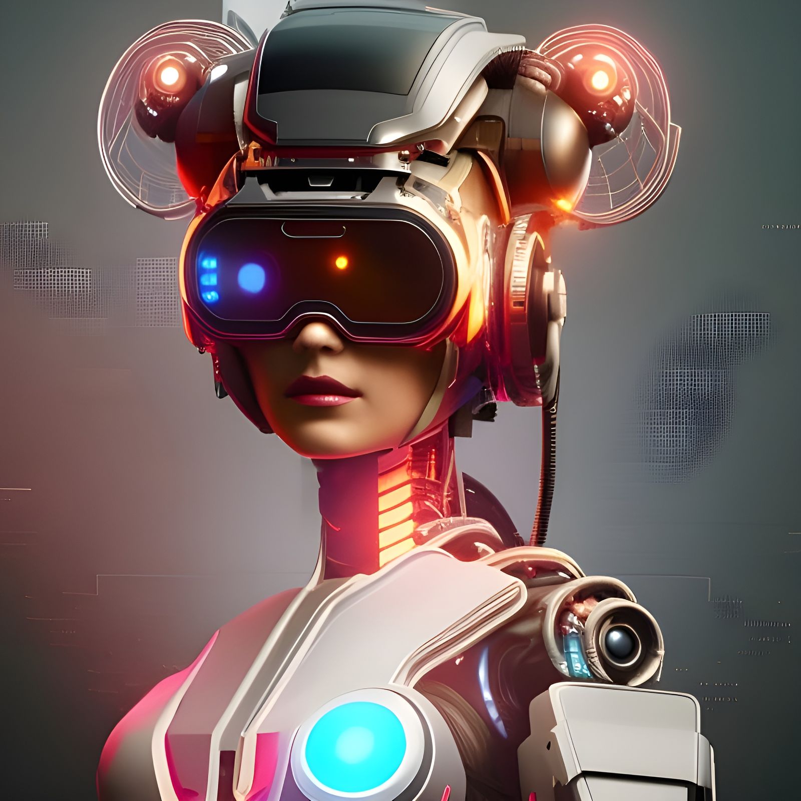 Cyberpunk Woman with VR Headset in 8K