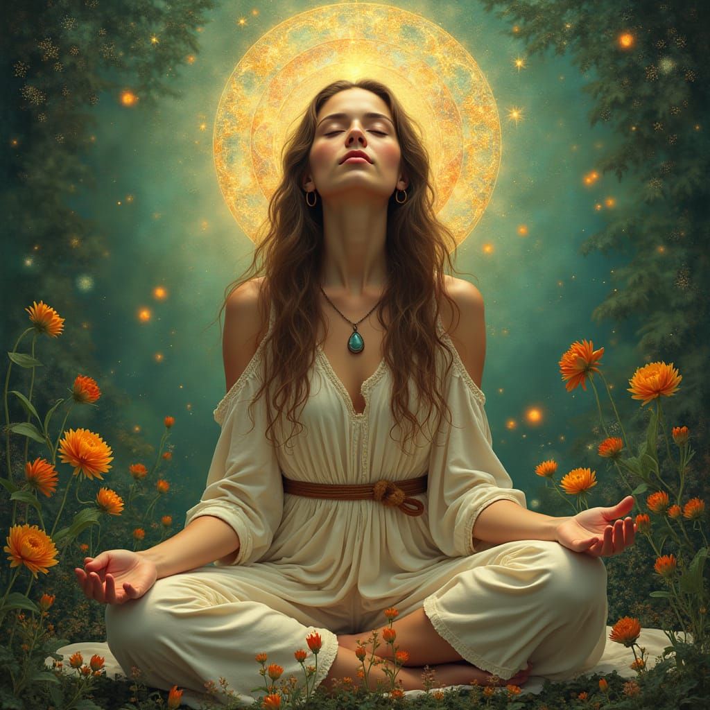 A Serene Mystic Connects with the Celestial Realm in Aquaria...