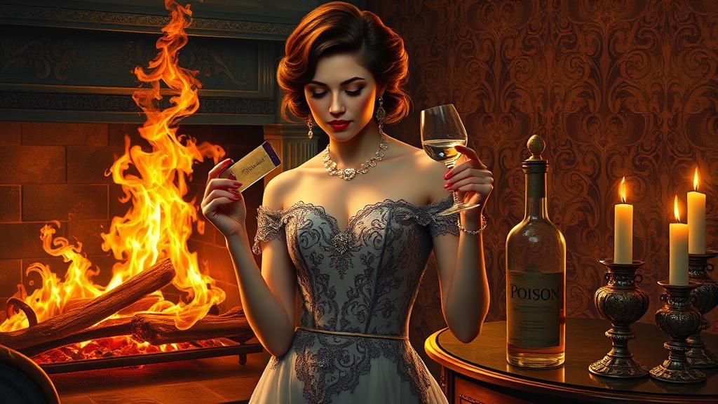 Elegant Woman Offers Poison, Dreamlike Art