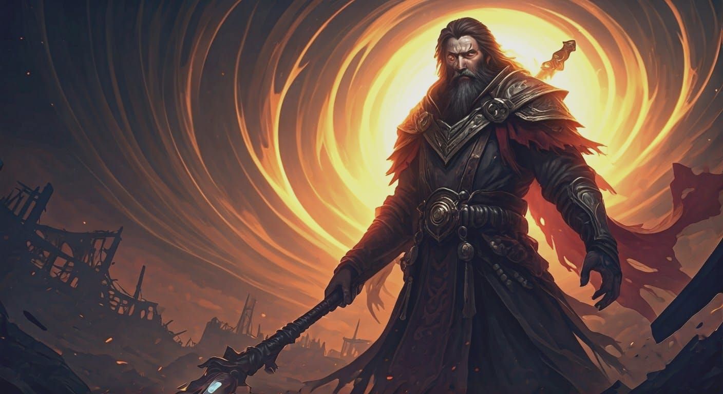 Post-Apocalyptic Magic Monk in Anime Style