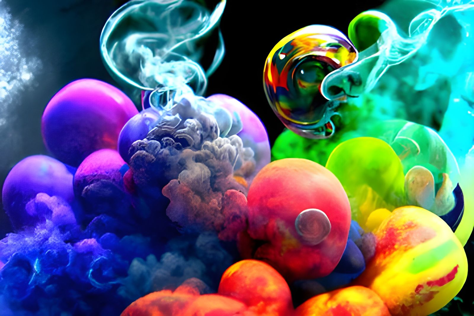Smoke Bubble Hybrids in Digital Art Style
