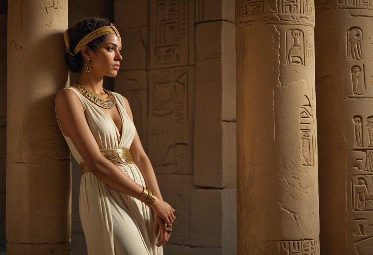 Ancient Egyptian Woman Portrait in Oil Painting Style