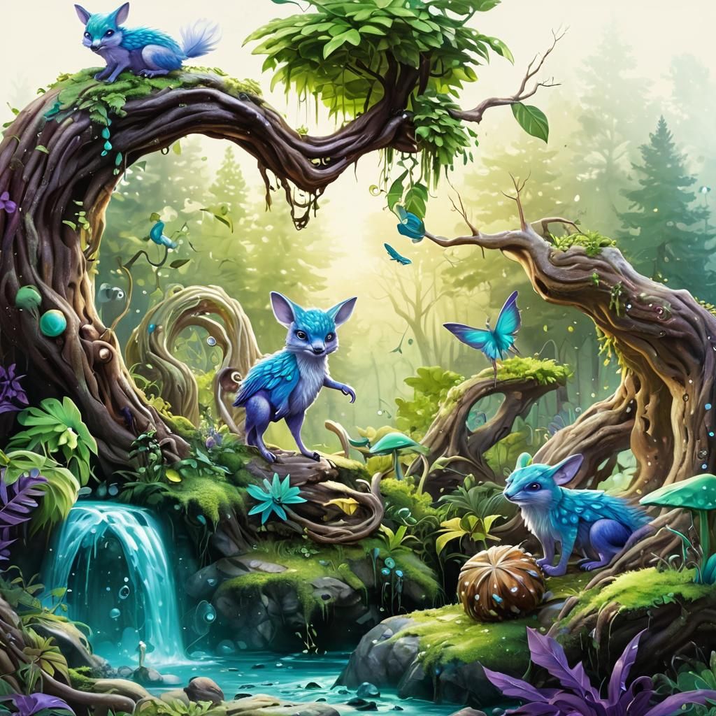 Mystical Forest Figure in Oil Painted Airbrush Style