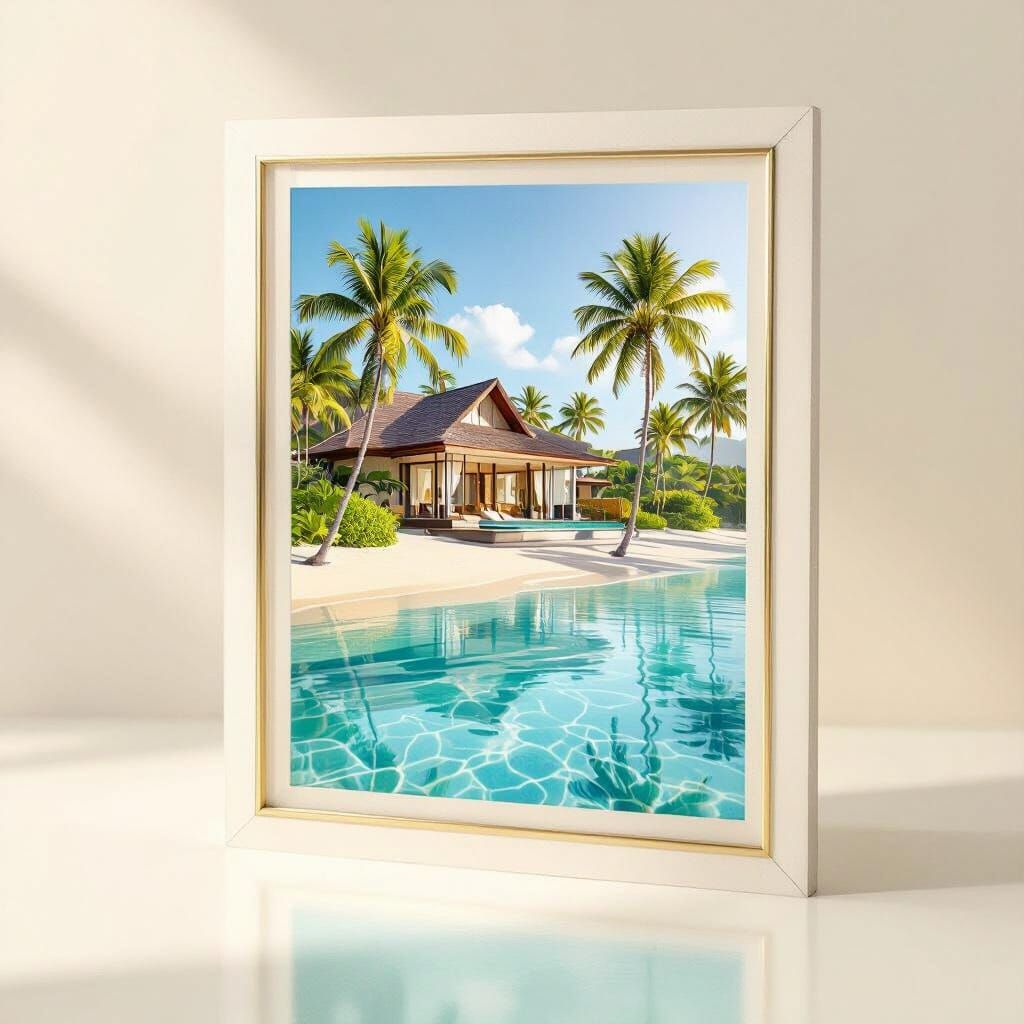 Luxury Resort Invitation with 3D Reflection in Digital Art