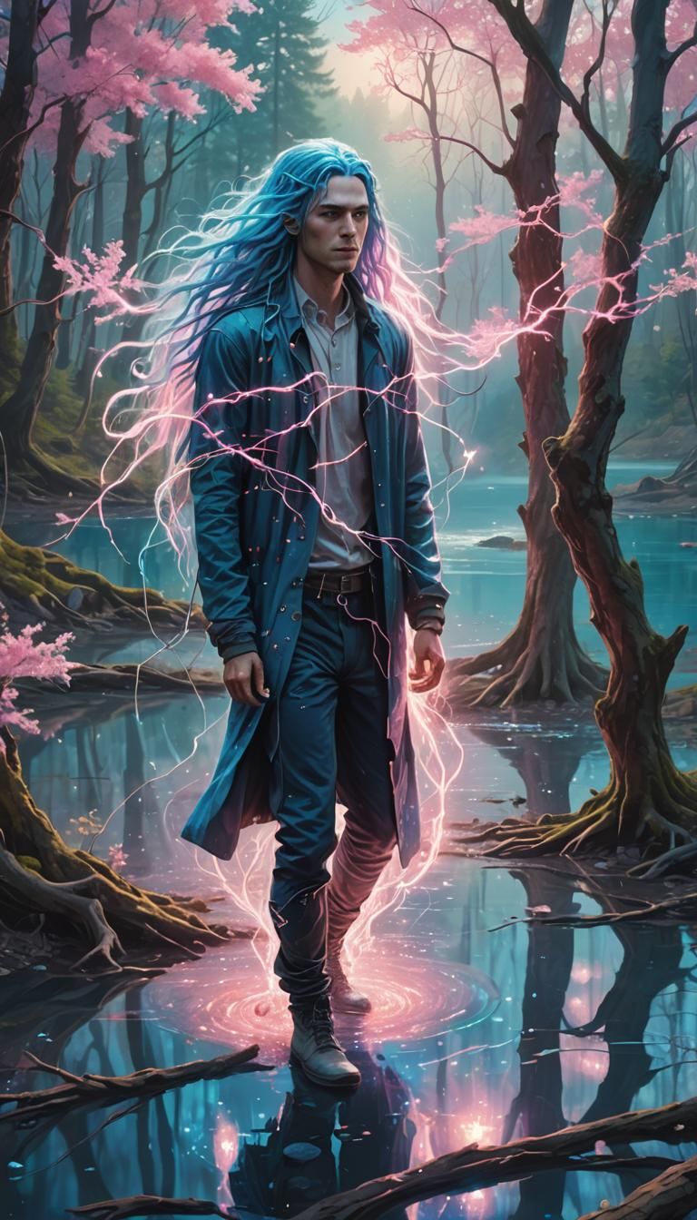 Surreal Man Walks Through Pulsating Wires