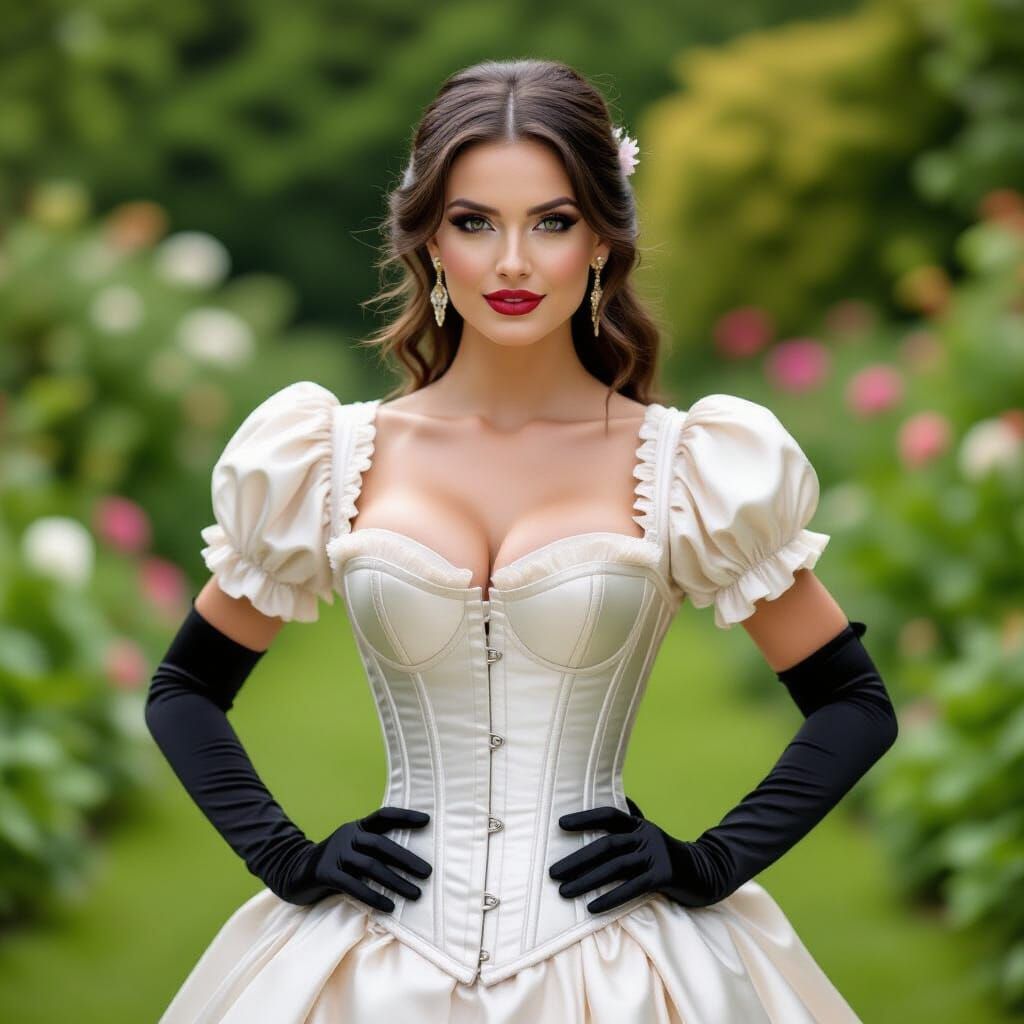Fabulous Man in Corset Dress in the Garden