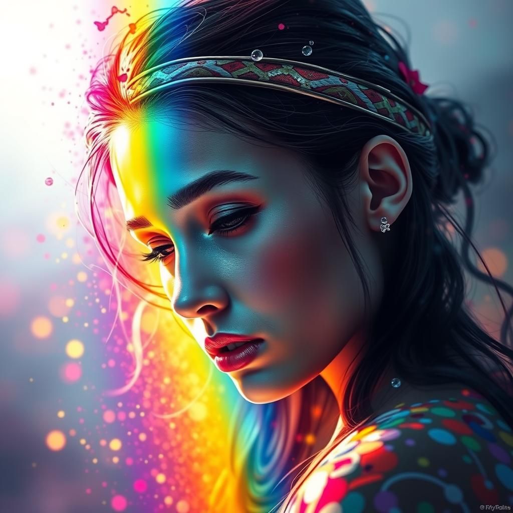 Hyperrealistic Rainbow Splash Art with Vivid Colors