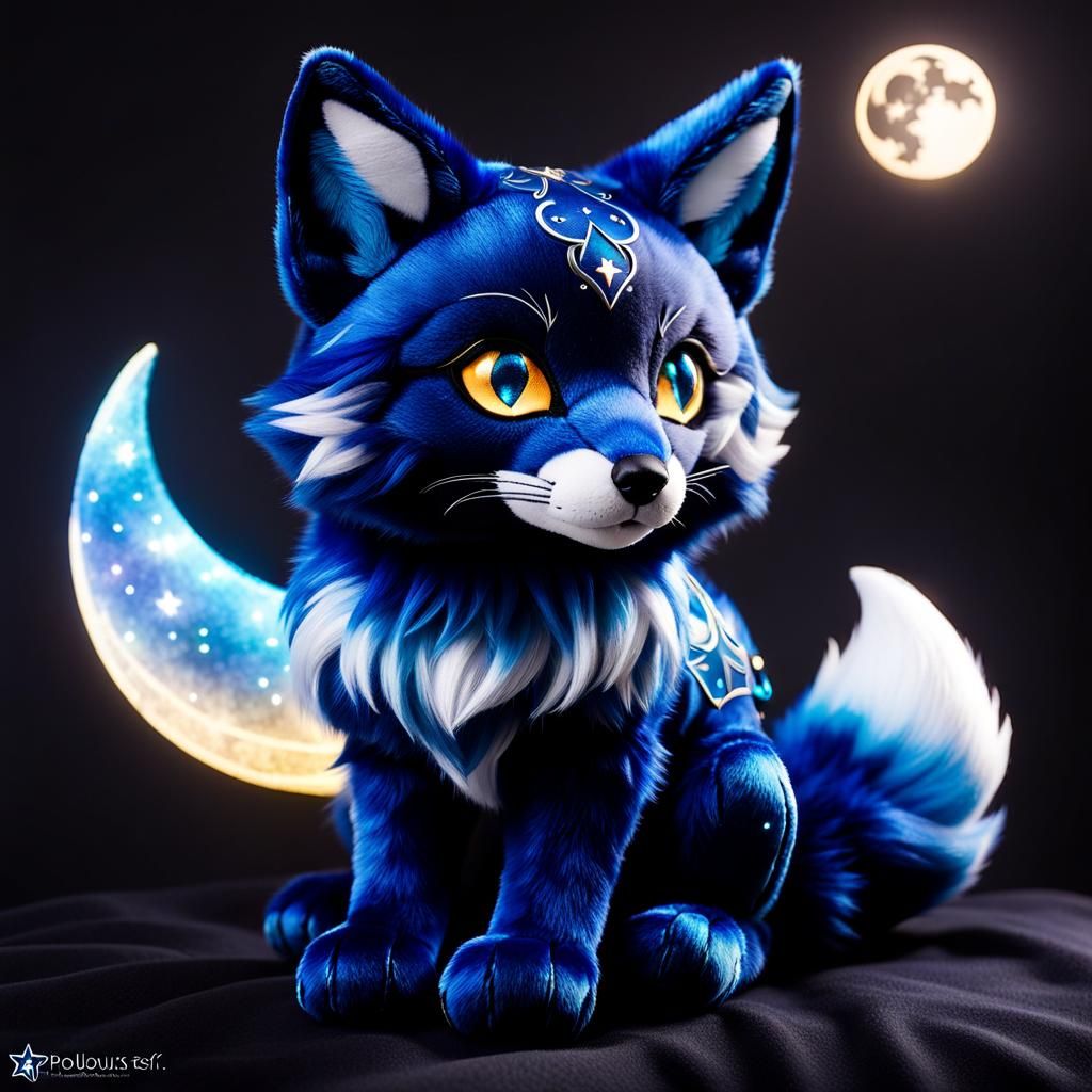 Celestial Fox Plushie with Starry Fur
