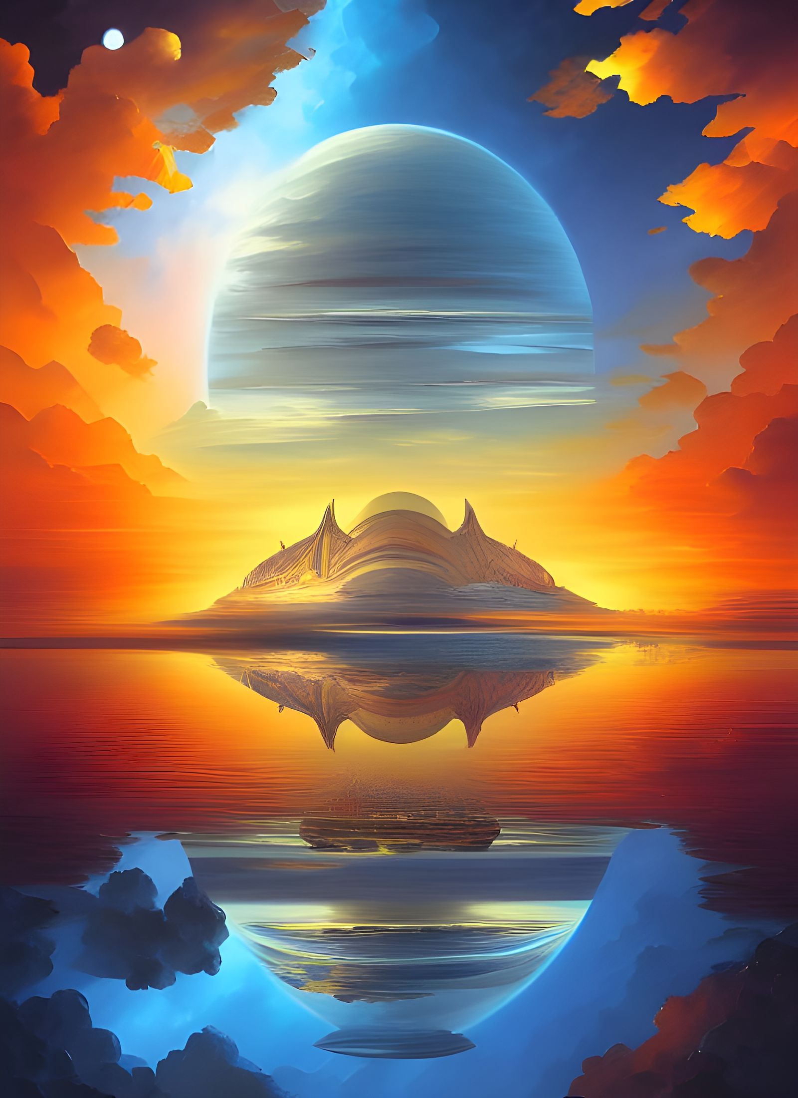Mirrored Dome of Happiness at Sunset: Digital Painting