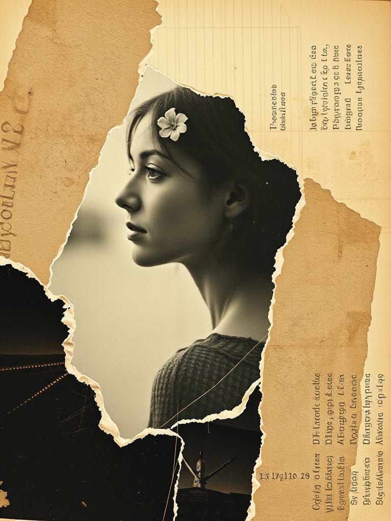 Torn Photography Collage with Lace Details