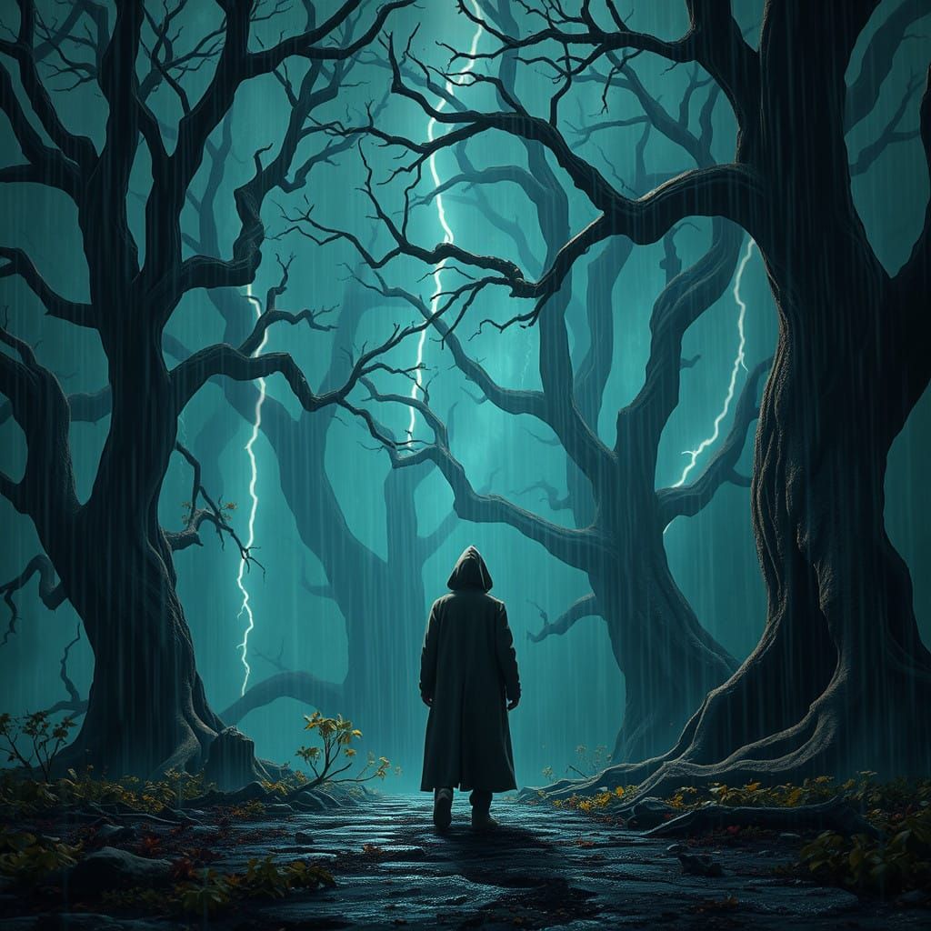 Whimsical Figure Amidst Ancient Forest, Stop Motion Photogra...