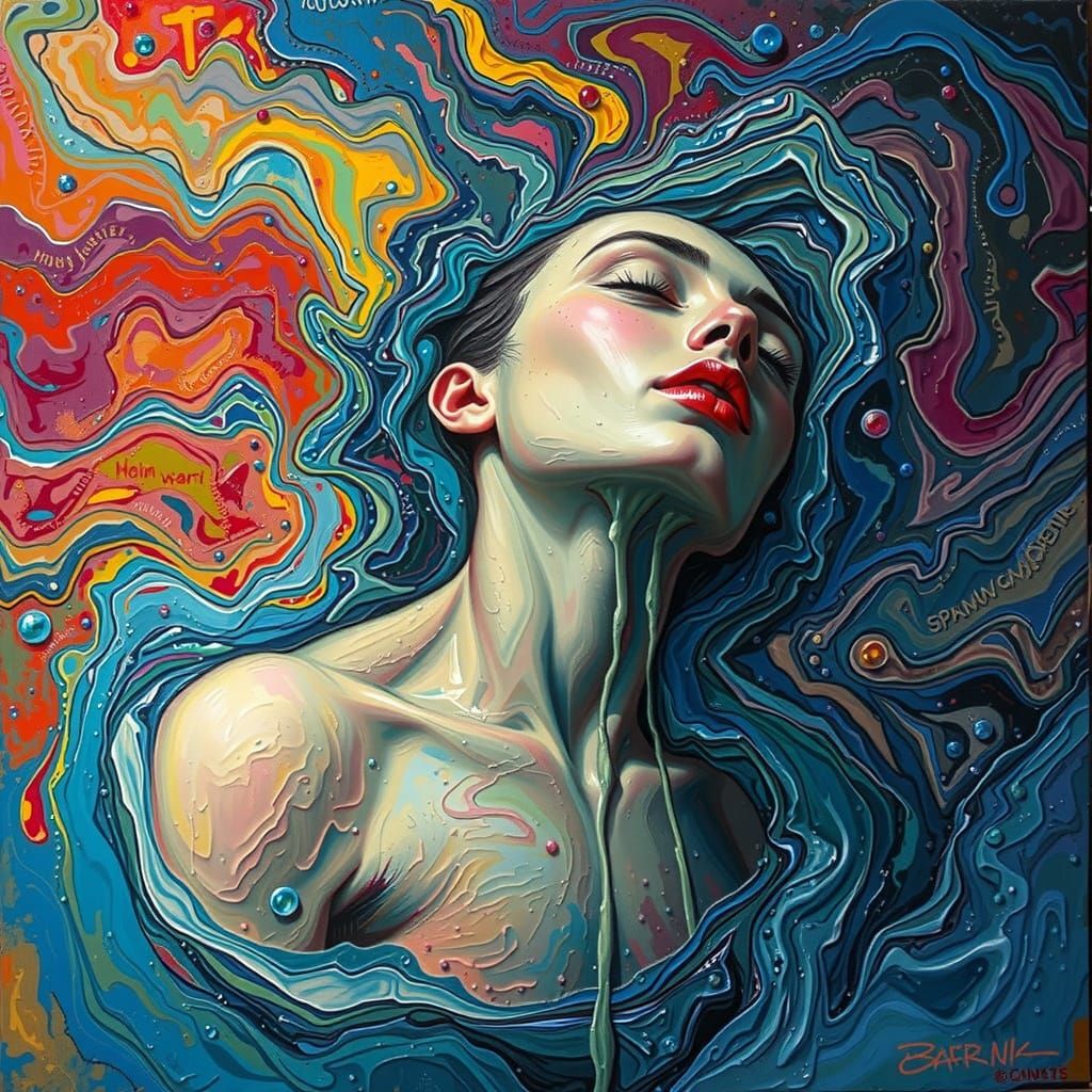 Melting Figure in Expressionist Oil Paint