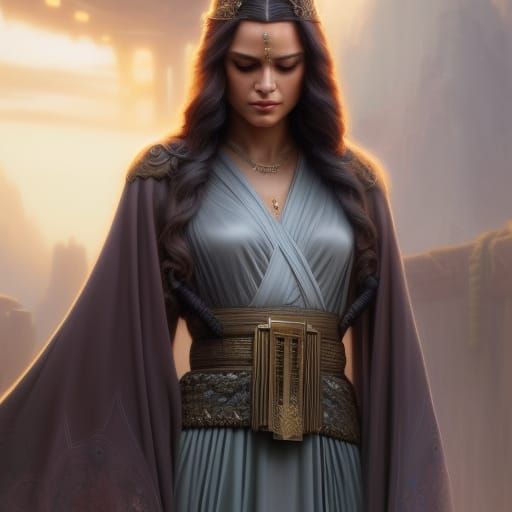 Hyperrealistic Jedi Lady Portrait with Intricate Details