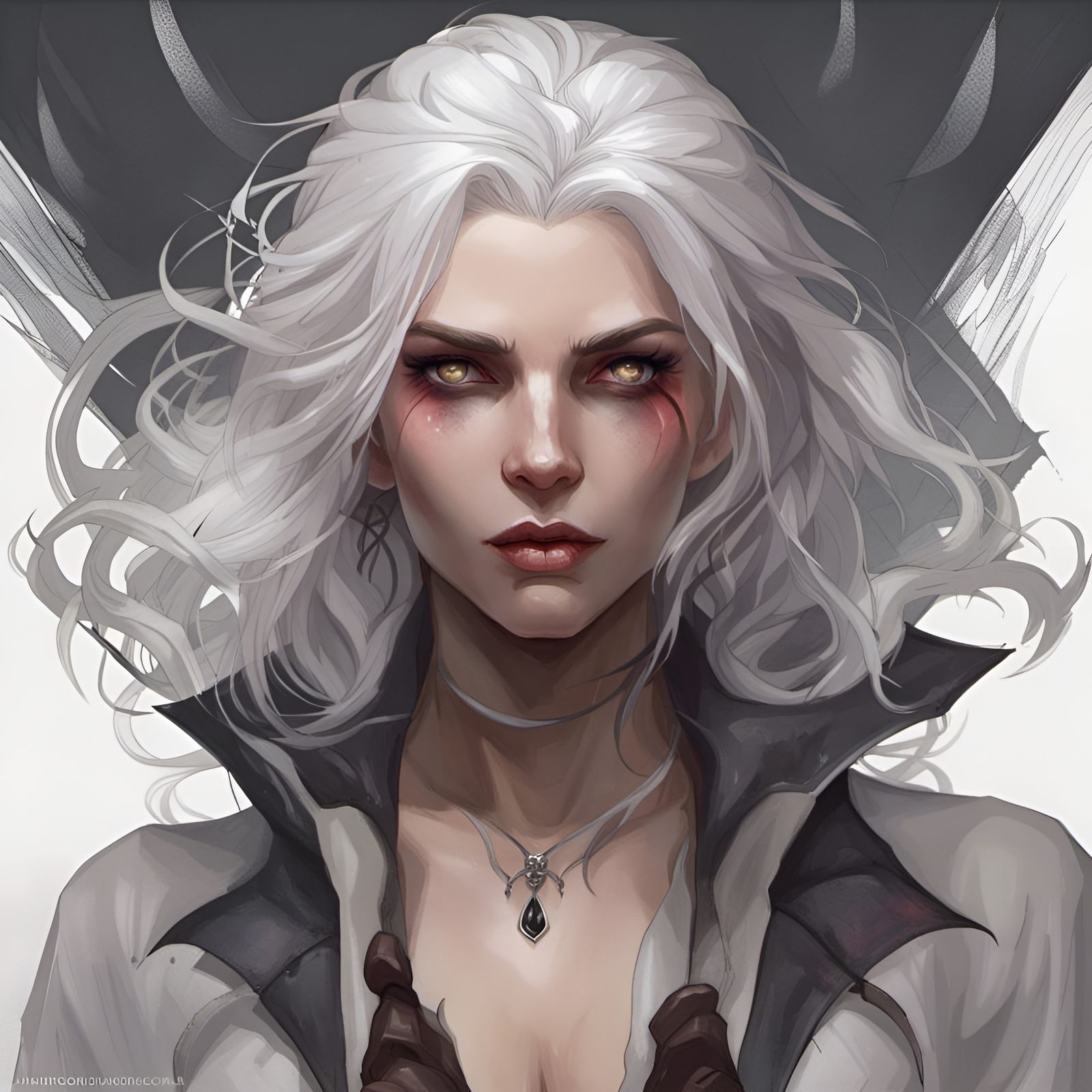 Beautiful Vampire Portrait in Art Nouveau Style