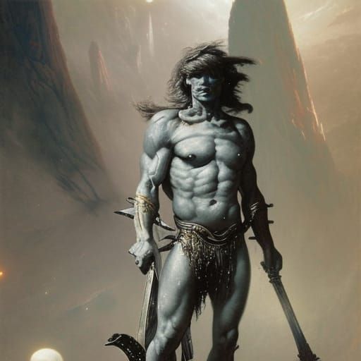 He-Man on Alien Planet in Space Horror Style