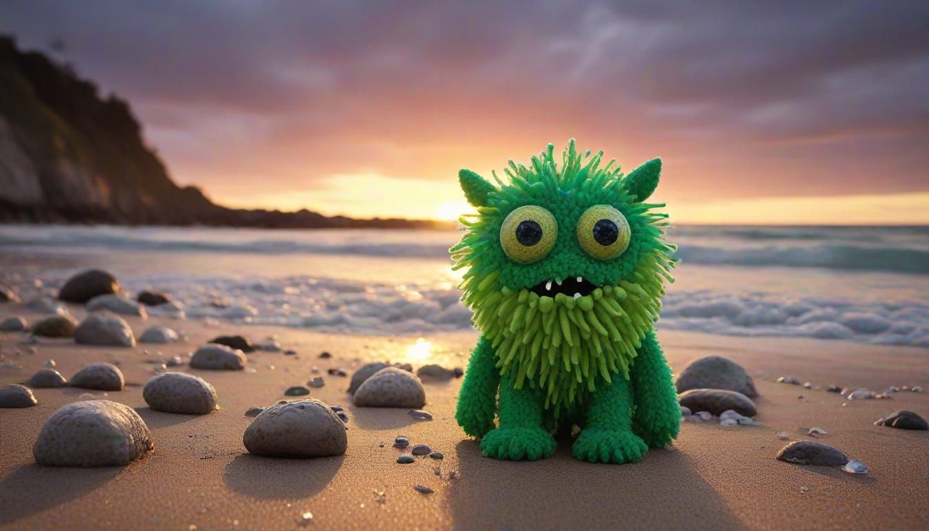 Pom Pom Beach Monsters with a Touch of Melancholy