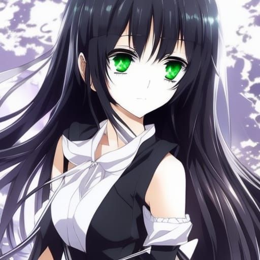 Anime Girl with Green Eyes Eating Manga Art