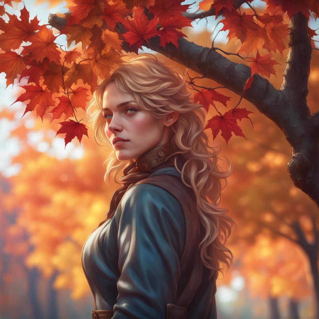 Fall Maple Tree Portrait in Hyperdetailed Style