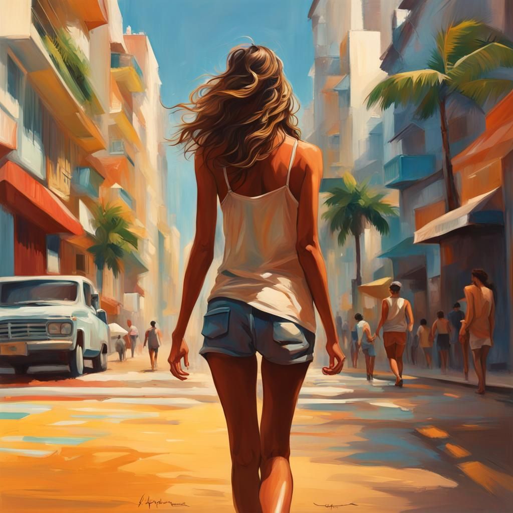 Hyperrealistic Girl from Ipanema Splash Art Portrait