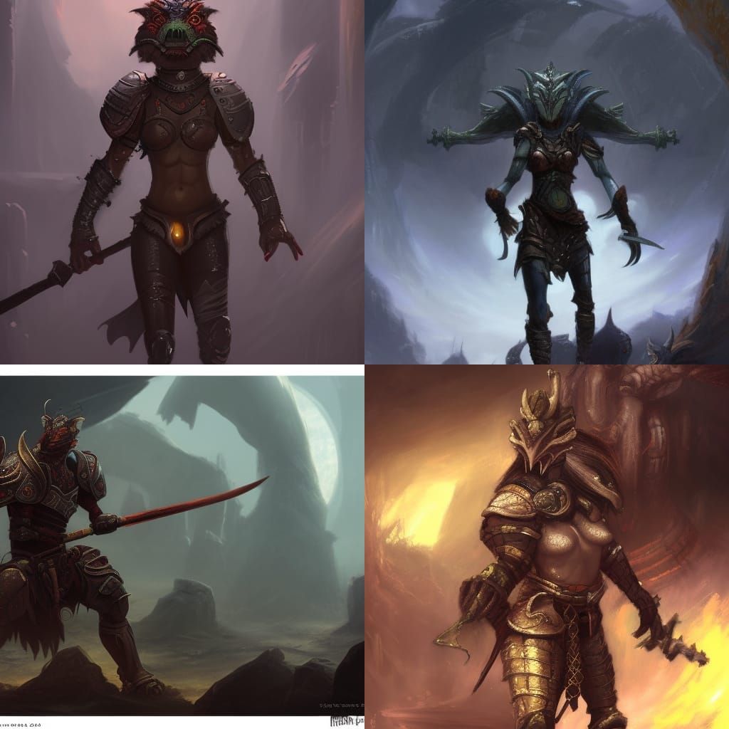 Futuristic Lizard Gladiator in Dark Fantasy Style