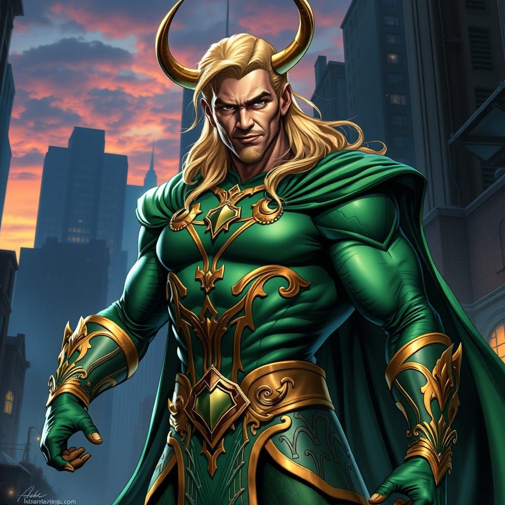 Loki as a Superhero Villain in a Digital Art Masterpiece
