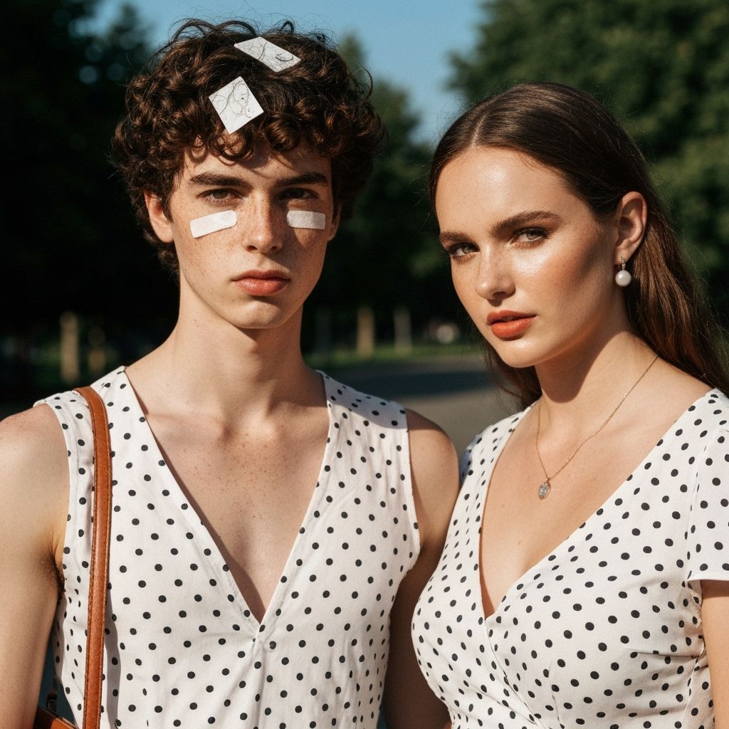 Crossdressing Boy and Girl in Polka Dresses