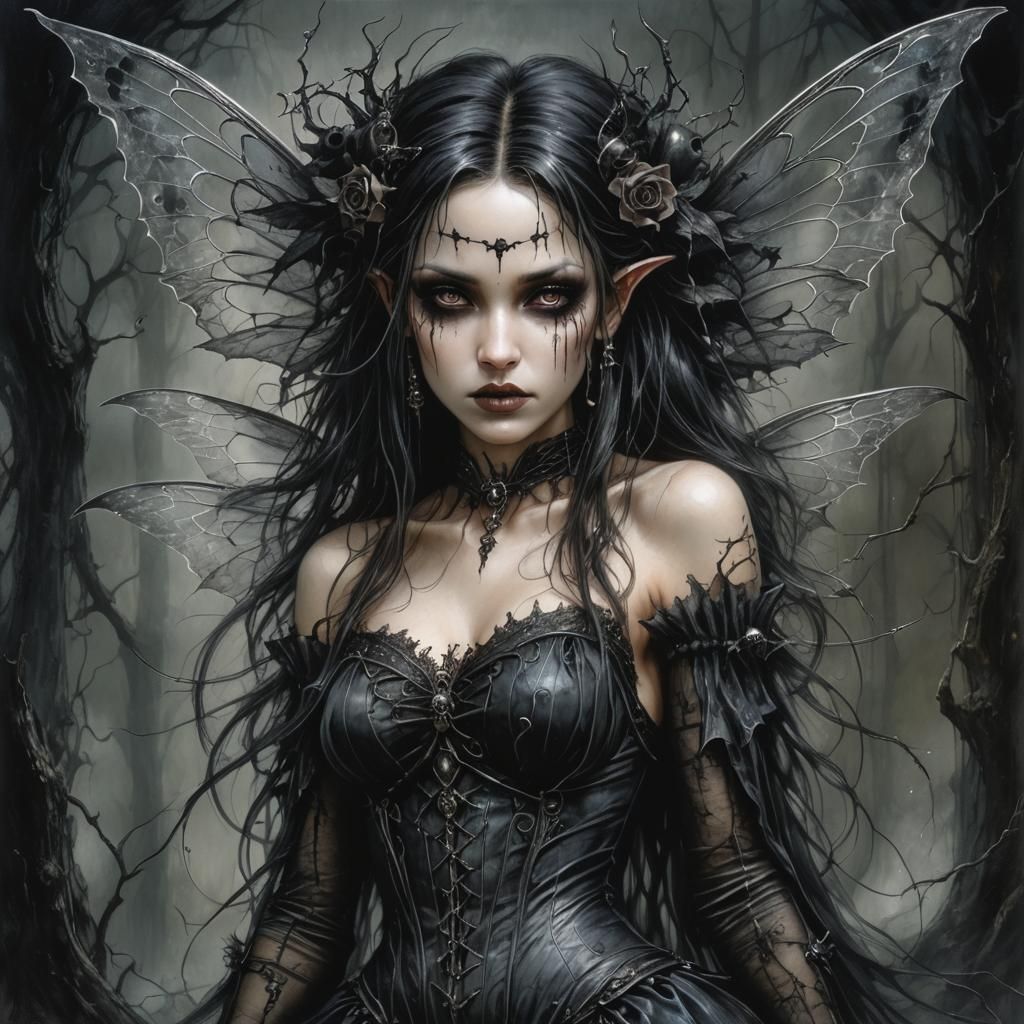 Gothic Fairy in Whimsical Surreal Art Style