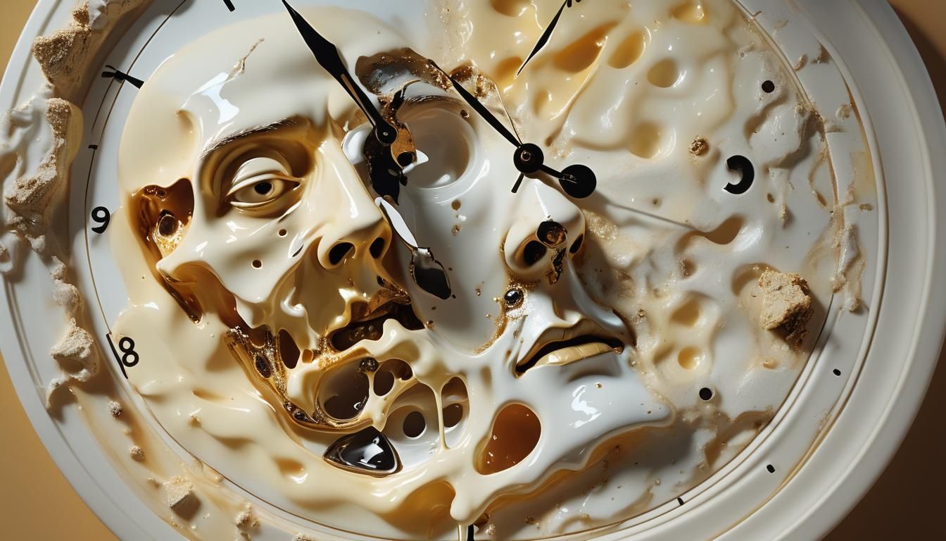 Surreal Dreamscape with Melting Clock, Oil Painting Style
