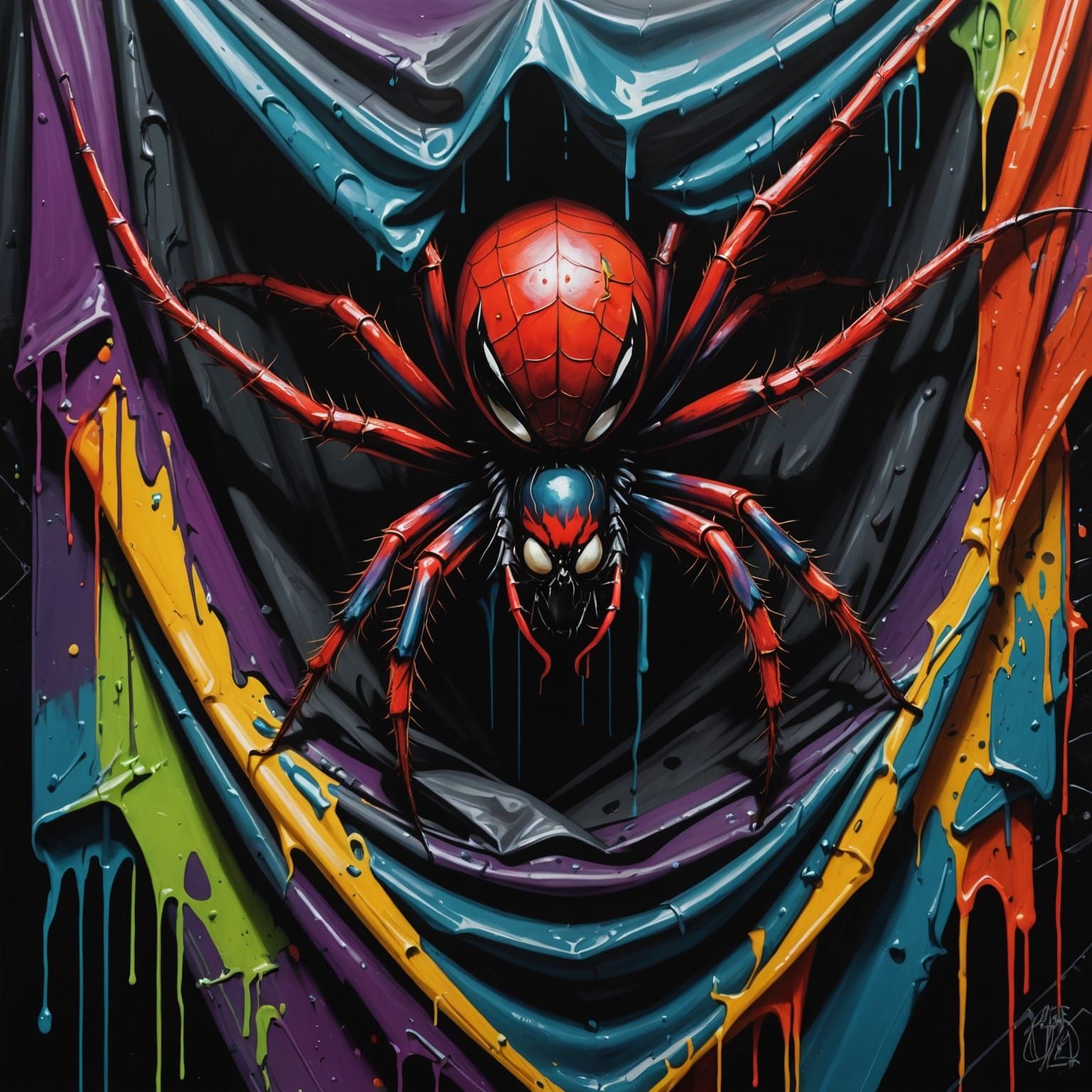 Spider Vampire in Graffiti Street Art Style