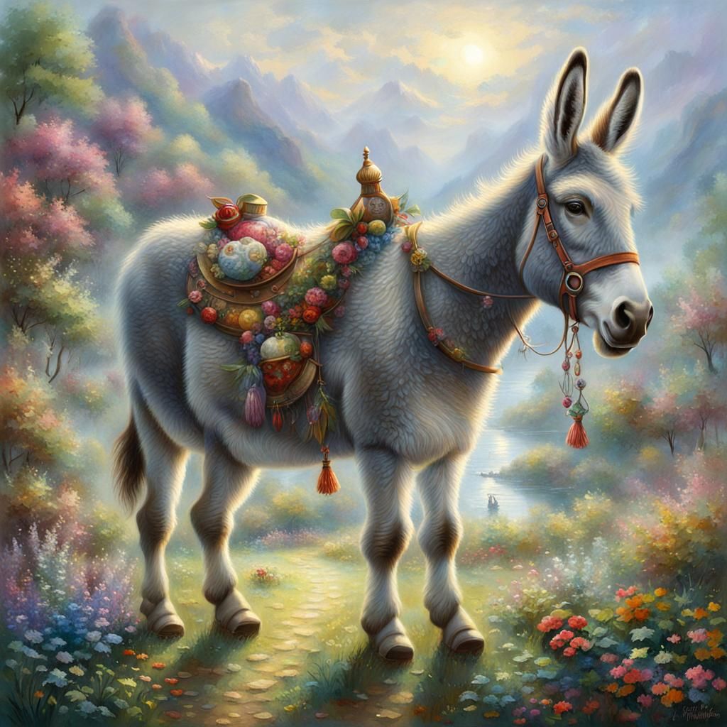 Funny Donkey in Ethereal Fantasy Style