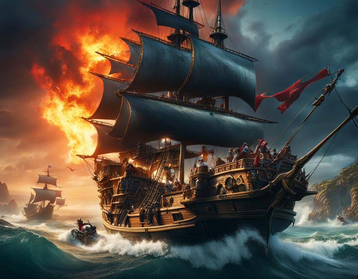 Pirate Chase: Detailed Matte Painting in 8K