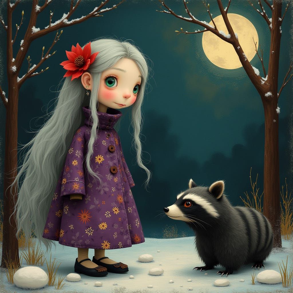 Whimsical Winter Encounter in a Fantastical Realm