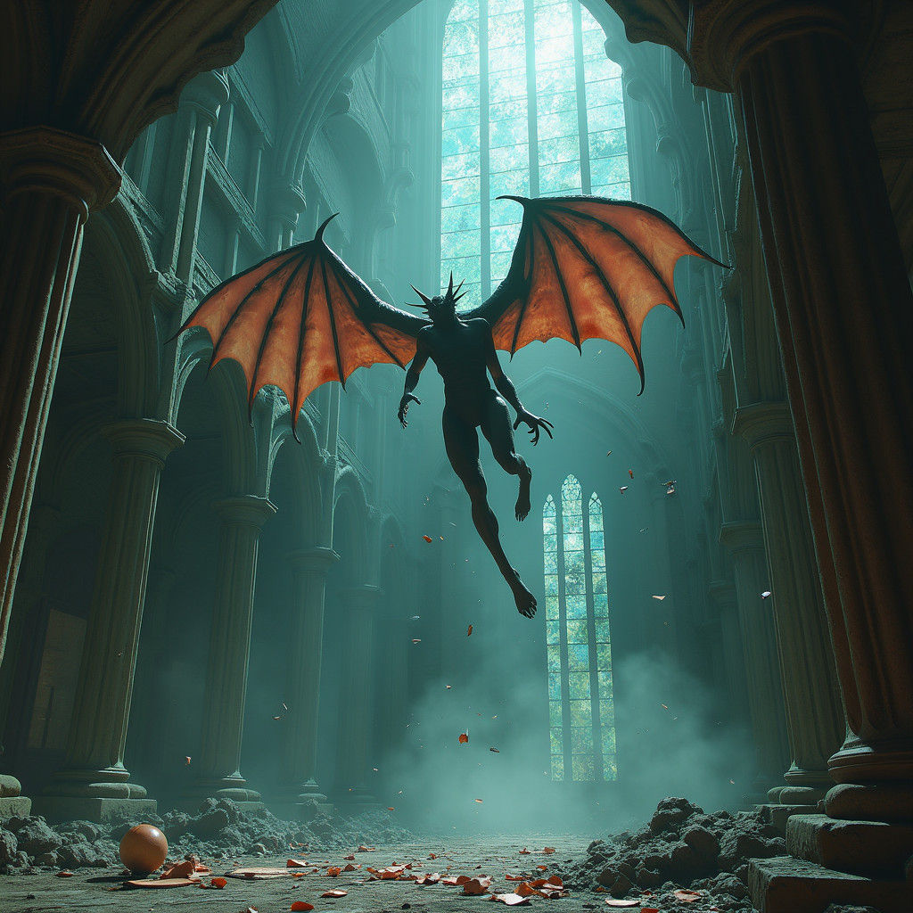 Gargoyle Crashes Through Cathedral Roof