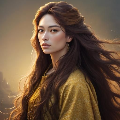 Stunning Portraiture of Woman in Vibrant Oil Painting