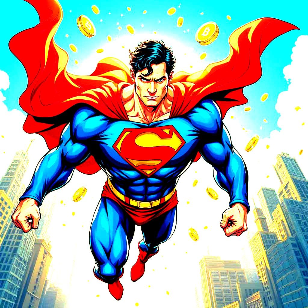 Superman in a Cryptocurrency Aesthetic