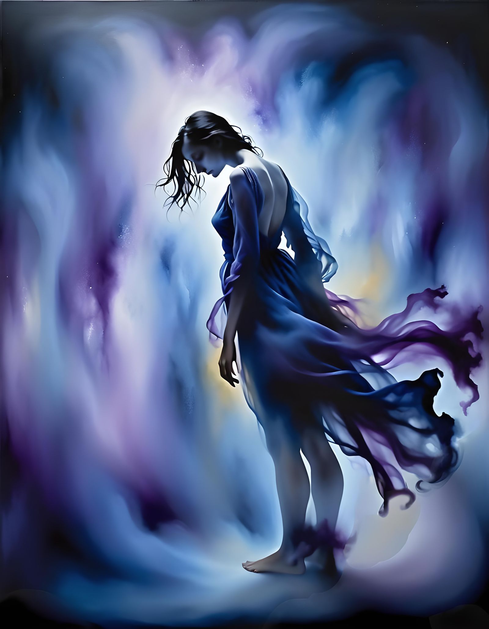 Ethereal Wispy Smoke in Blue Haze