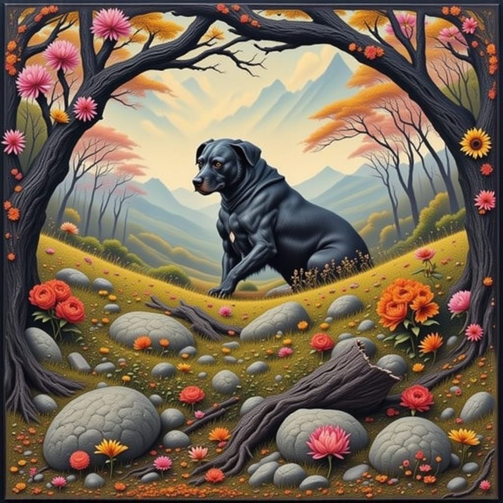 Abstract Sci-Fi Impasto Painting with Dynamic Composition