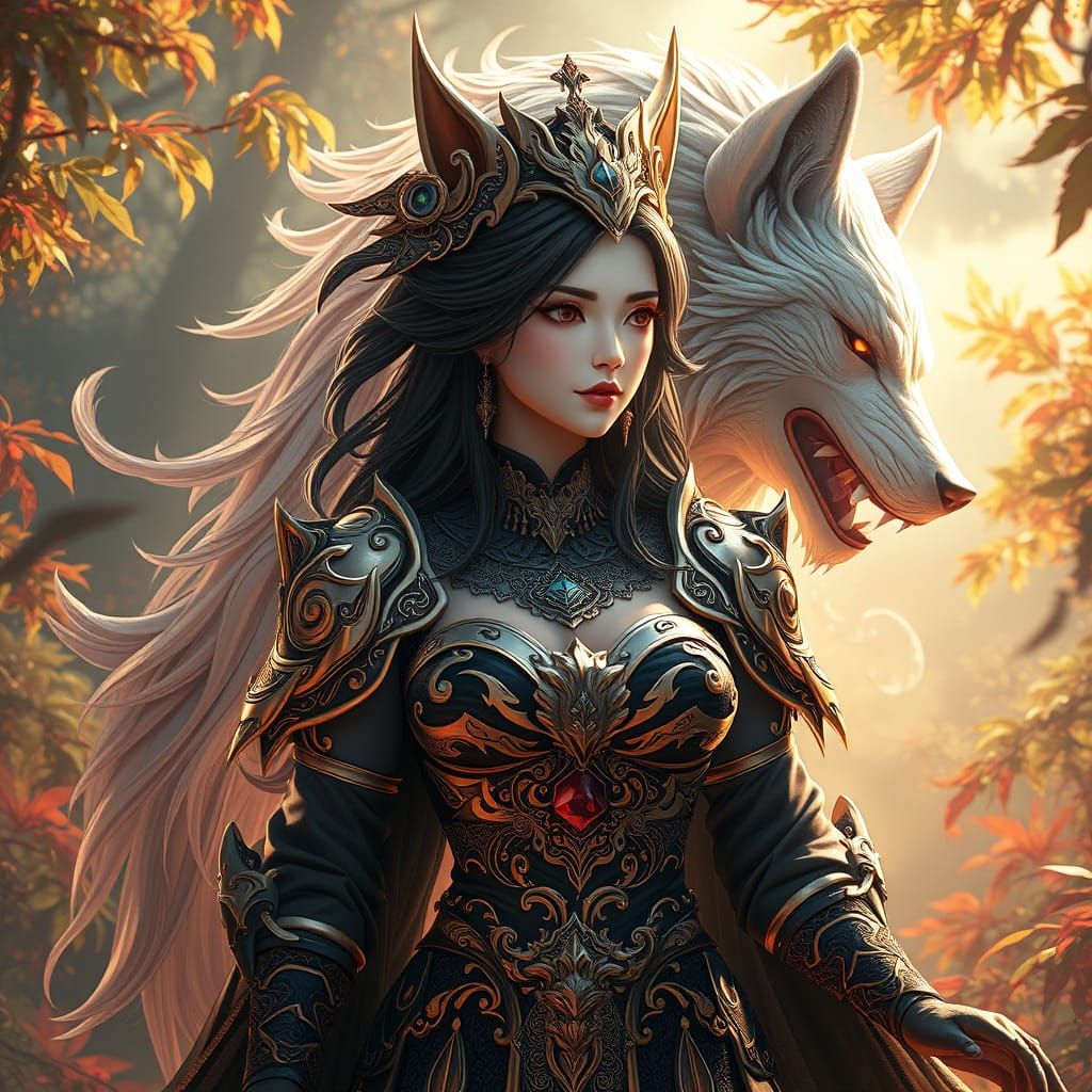 Regal Wolf Goddess Unites with Nature in Stunning 3D Anime A...