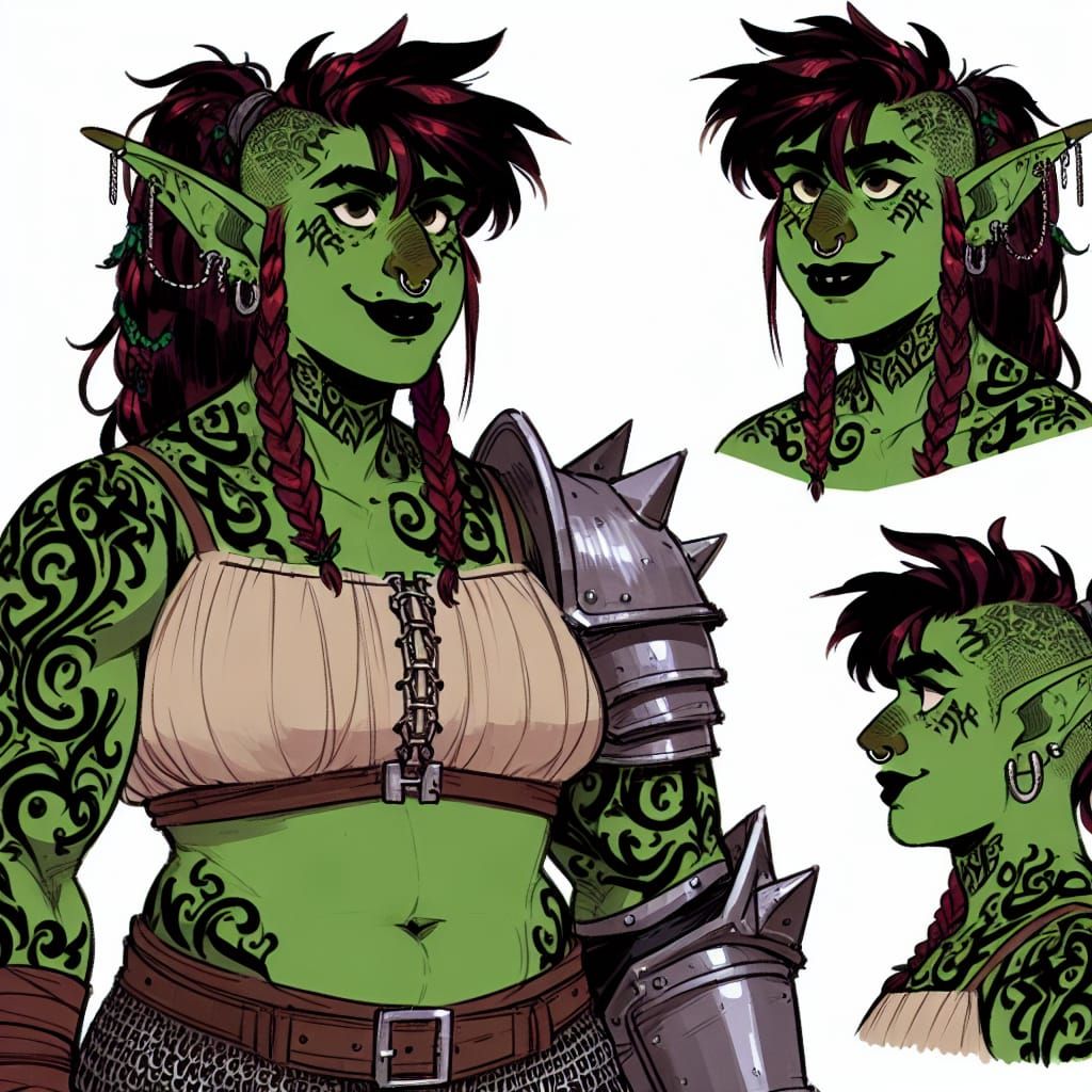 Green Goblin Warrior-Mage with Dwarven Tattoos