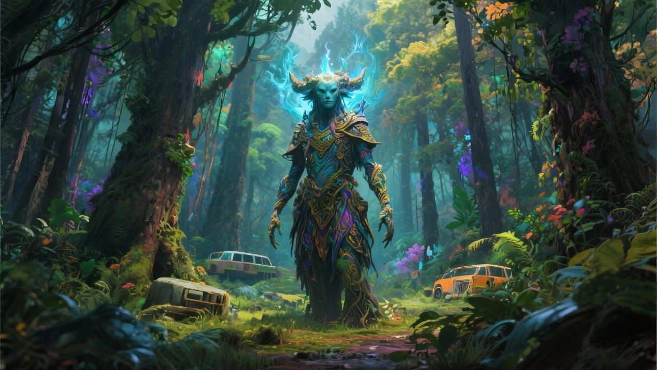 Mystical Forest Being in Digital Art Style