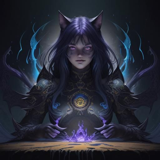 Fiery Giant Cat in Dark Fantasy Concept Art