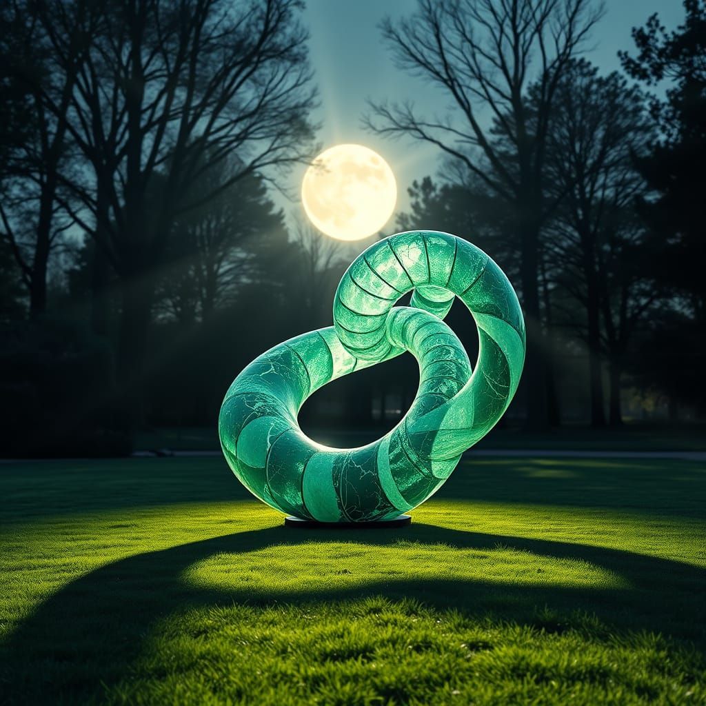 Ethereal Möbius Sculpture Under Full Moon