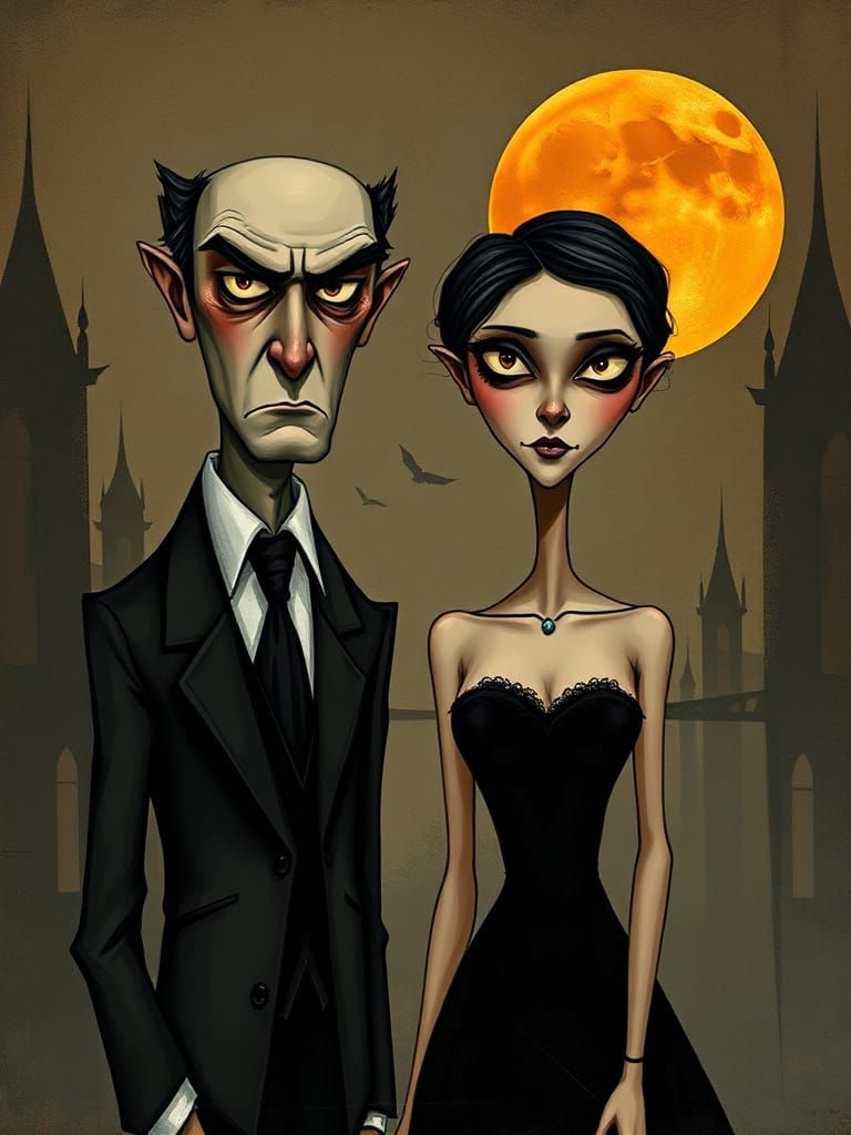 Stern Couple in Gothic Whimsical Style