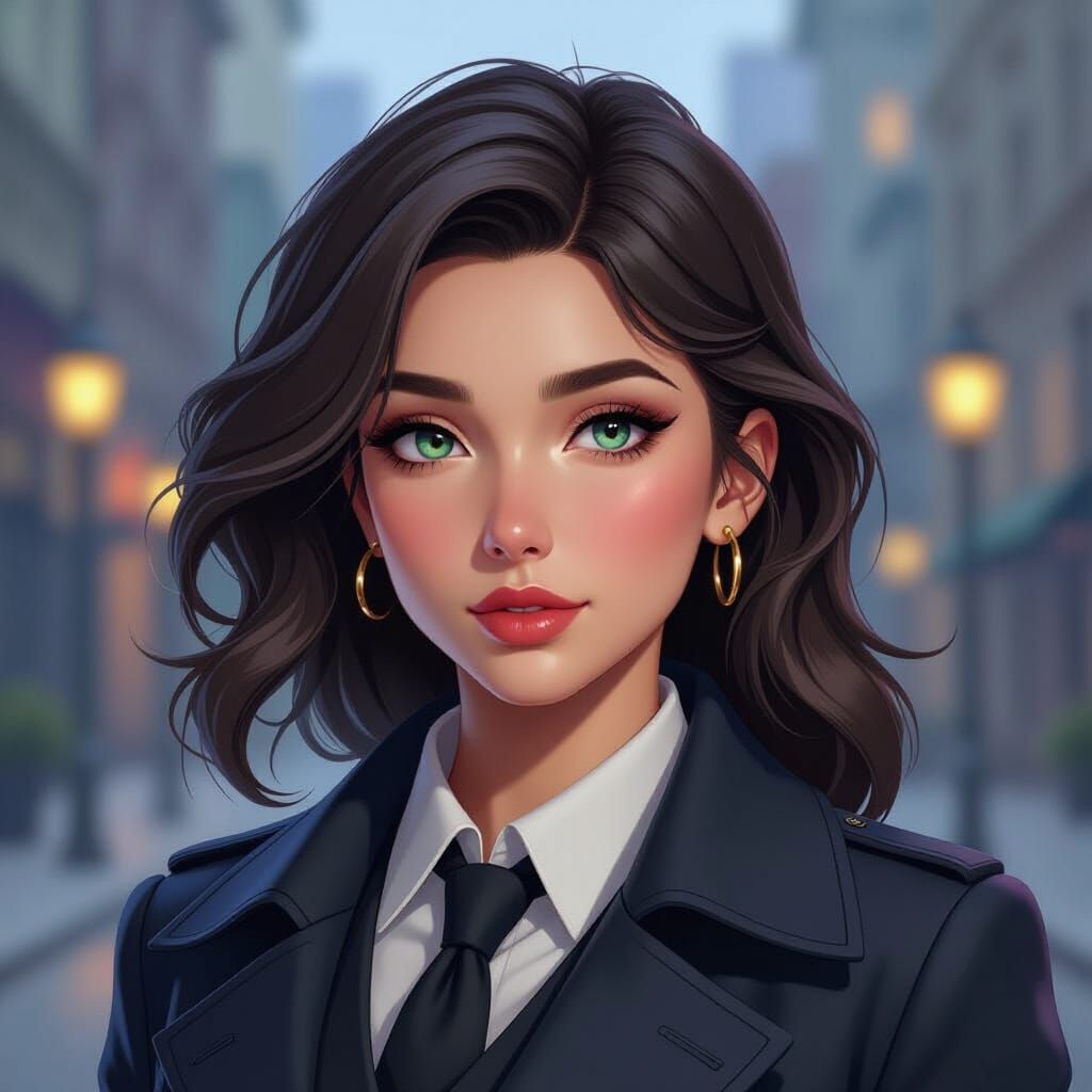 Manga Detective Portrait in Dynamic Lighting