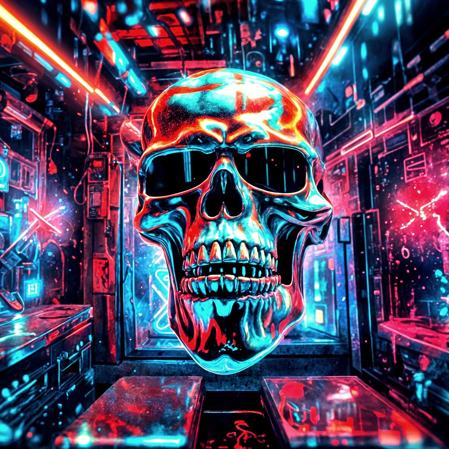 Skullhead Rapper in Cyberpunk Mirror Cypher