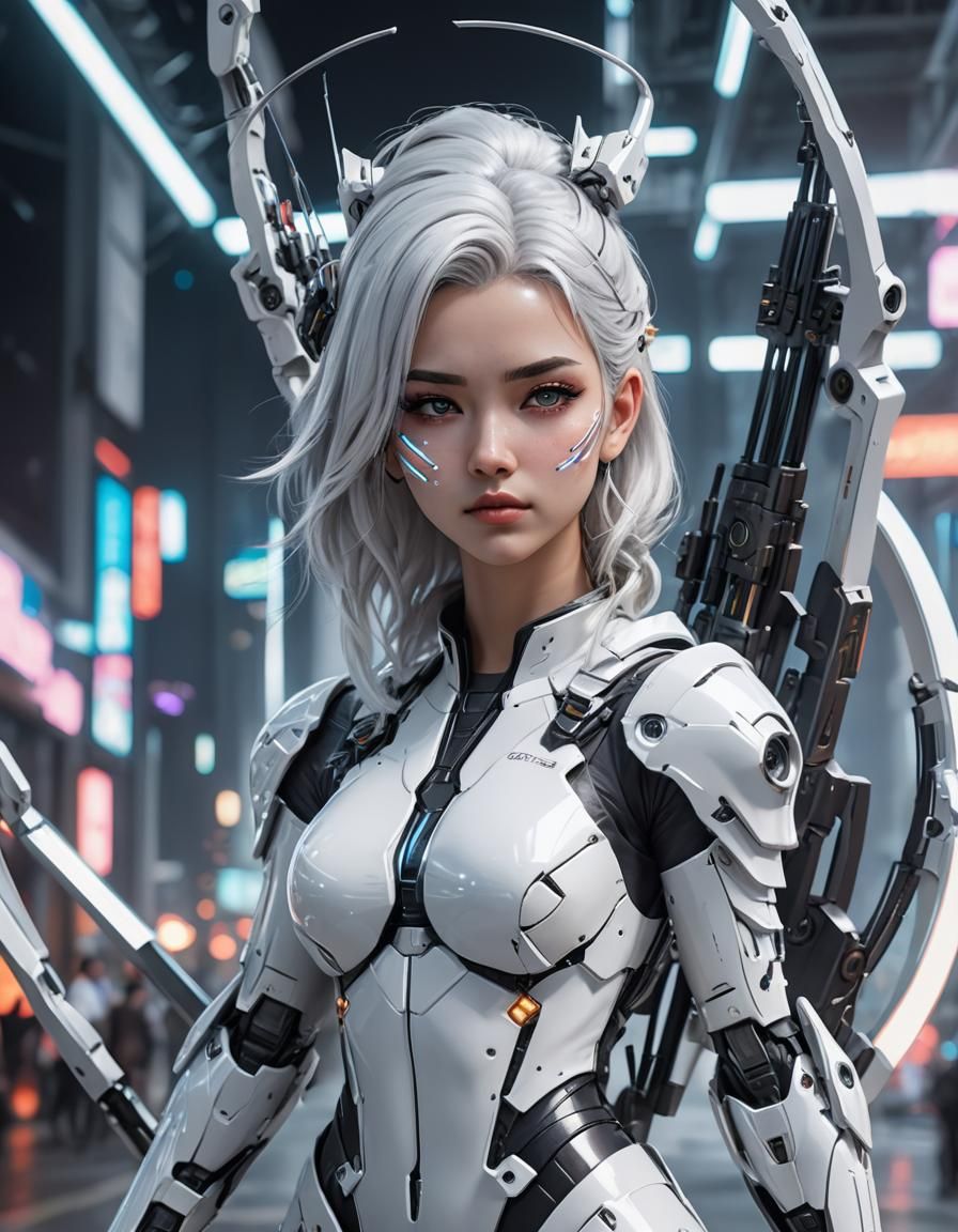 Futuristic Cyberpunk Archer Portrait in Ultra Detail