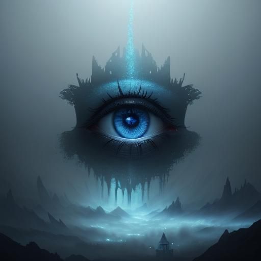 Eerie Spectral Eye with Glowing Blue Highlights