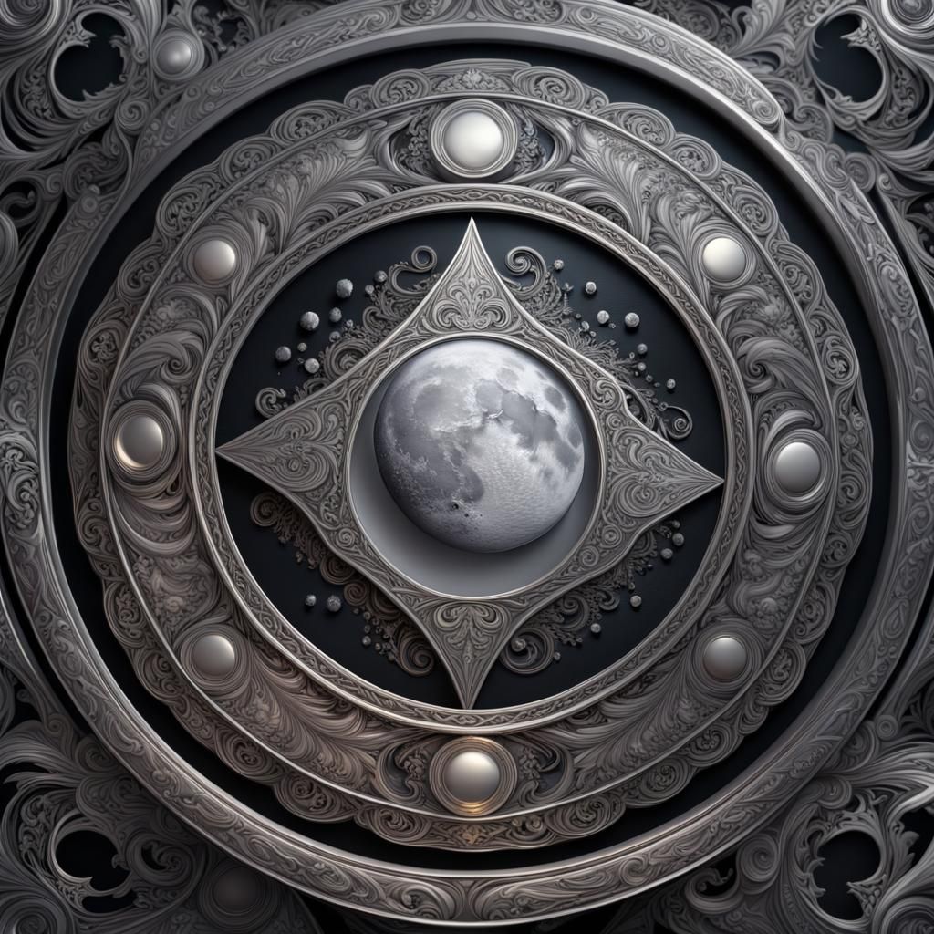 Silver Playing Cards Swirling Around the Moon