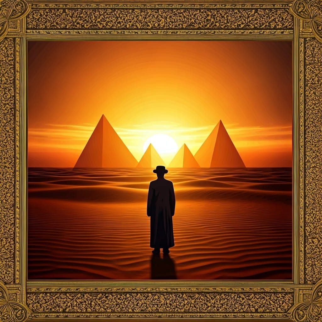 Ultra-Orthodox Hasidic Jew in Vibrant Desert Sunrise